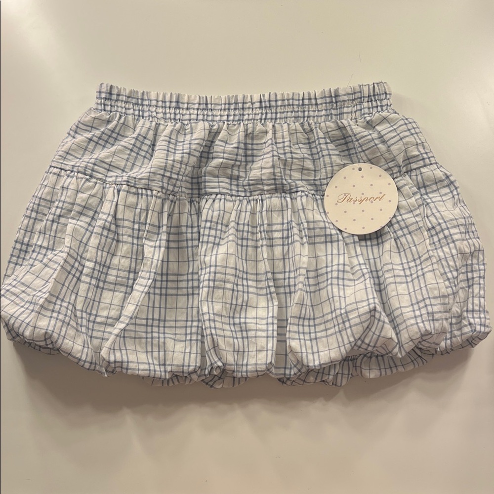 Blue and White Plaid Skirt